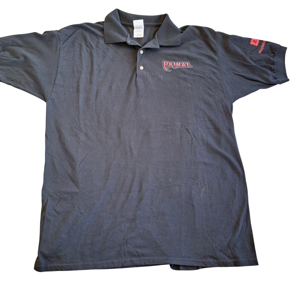 Playstation Vintage Y2K Primal Game Promo Polo T Shirt Short Sleeve Double Sided